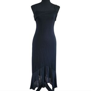 Vintage Byer Too Black Asymmetrical Mesh Fairy Dress Sz S